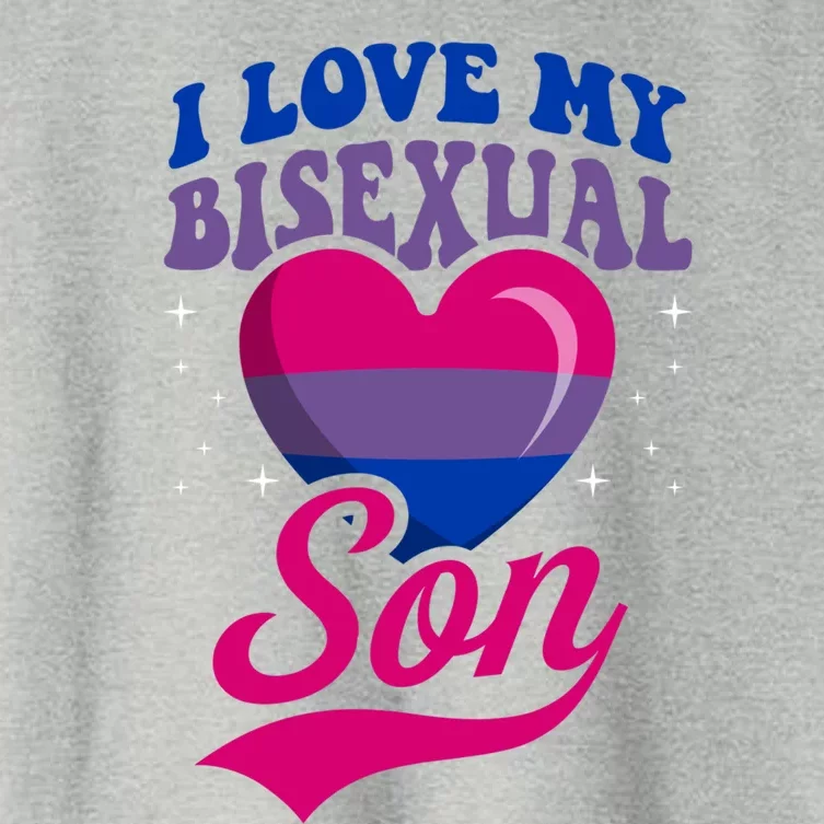 I Love My Bisexual Son Bisexual Pride Flag Rainbow Mom Dad Cute Gift Women's Crop Top Tee