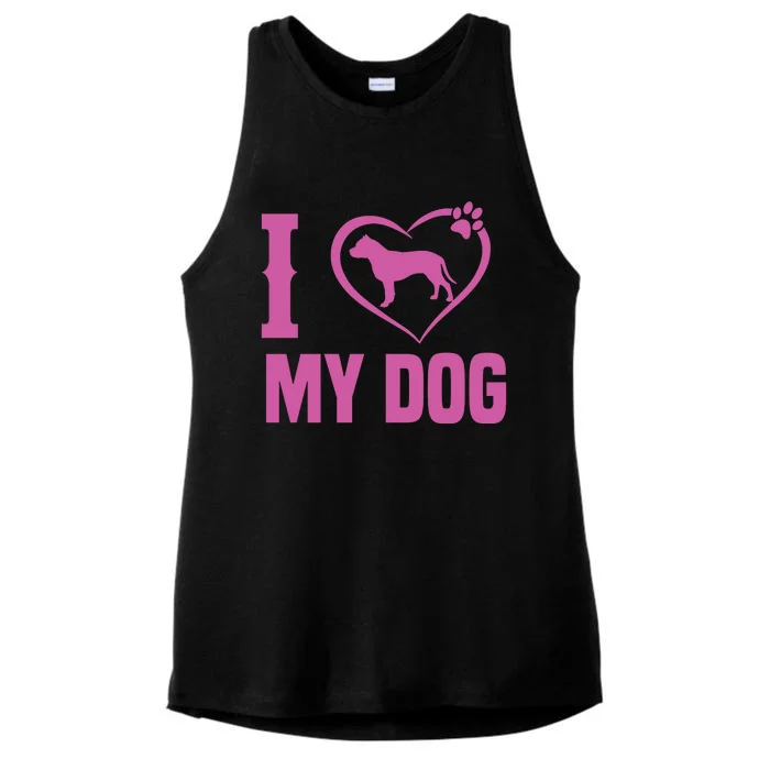 I Love My Dog Ladies Tri-Blend Wicking Tank