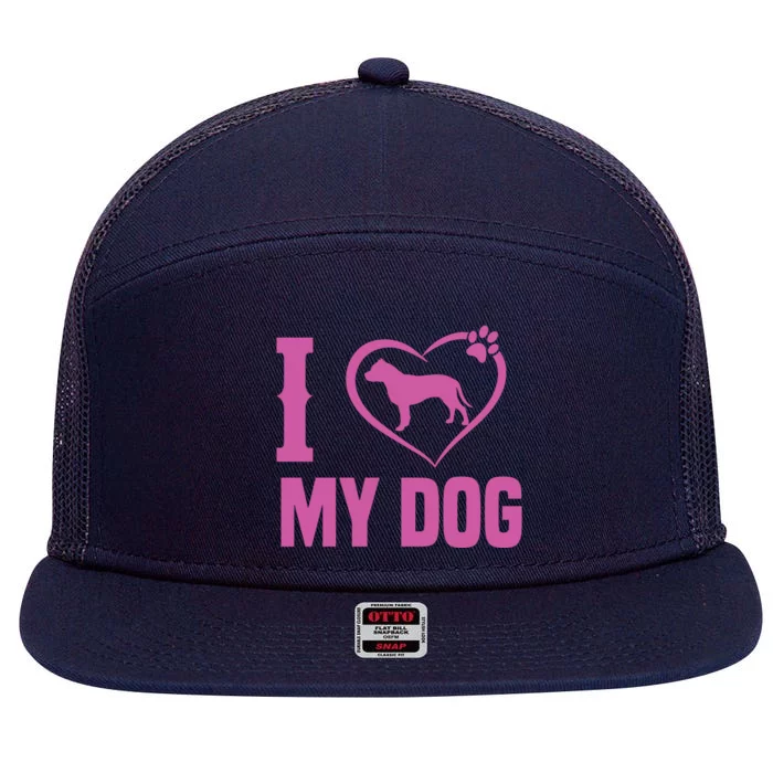 I Love My Dog 7 Panel Mesh Trucker Snapback Hat