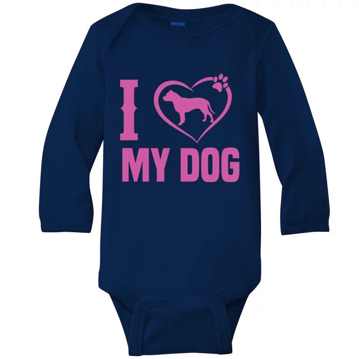 I Love My Dog Baby Long Sleeve Bodysuit