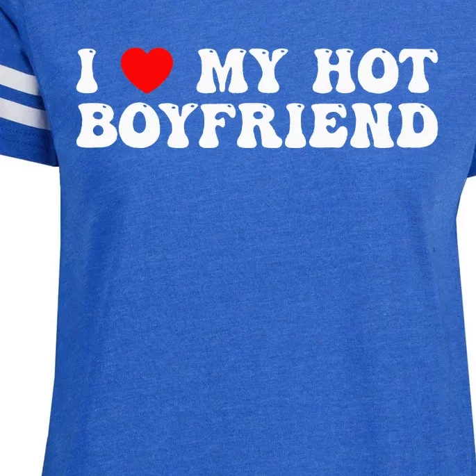 I Love My Boyfriend I Love My Hot Boyfriend So Stay Away Enza Ladies Jersey Football T-Shirt