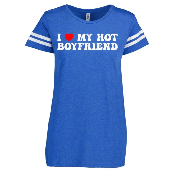 I Love My Boyfriend I Love My Hot Boyfriend So Stay Away Enza Ladies Jersey Football T-Shirt