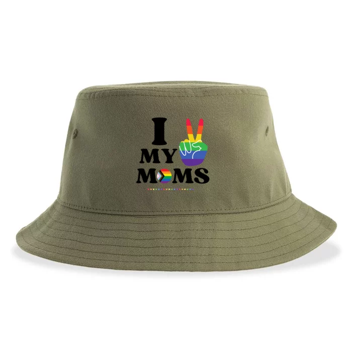 I Love My 2 Moms Supports Lgbtq+ Parenthood Proud Family Cool Gift Sustainable Bucket Hat