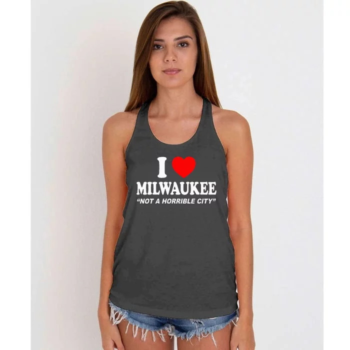 I Love Milwaukee Not A Horrible City I Heart Milwaukee Women's Knotted Racerback Tank