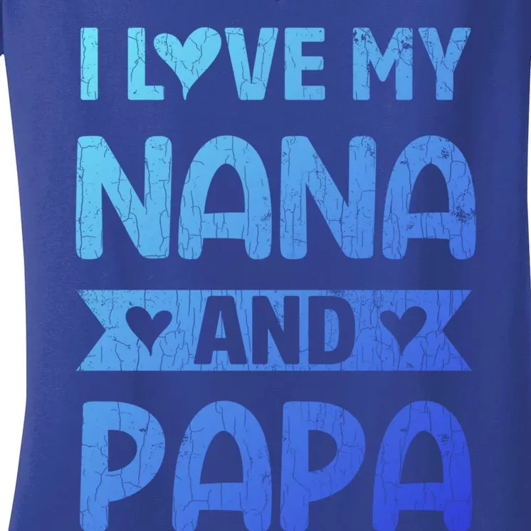 I Love My Nana And Papa Funny Grandparents Graphic Gift Women's V-Neck T-Shirt