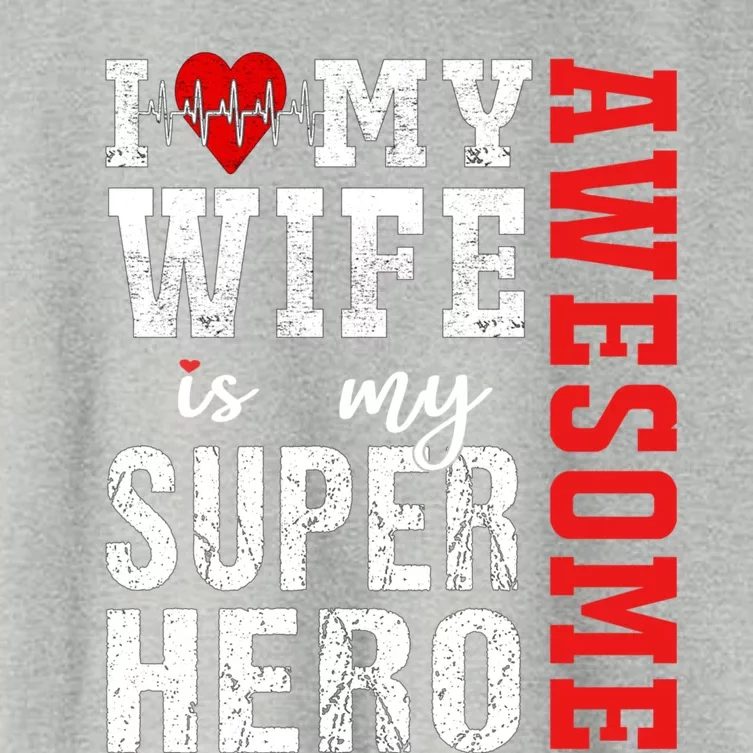 I Love My Awesome Wife Is My Superhero Family Matching Gift Women's Crop Top Tee