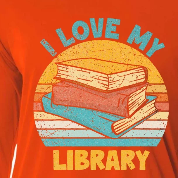 I Love My Library Sunset For Book Lovers Readers Librarian Cooling Performance Long Sleeve Crew