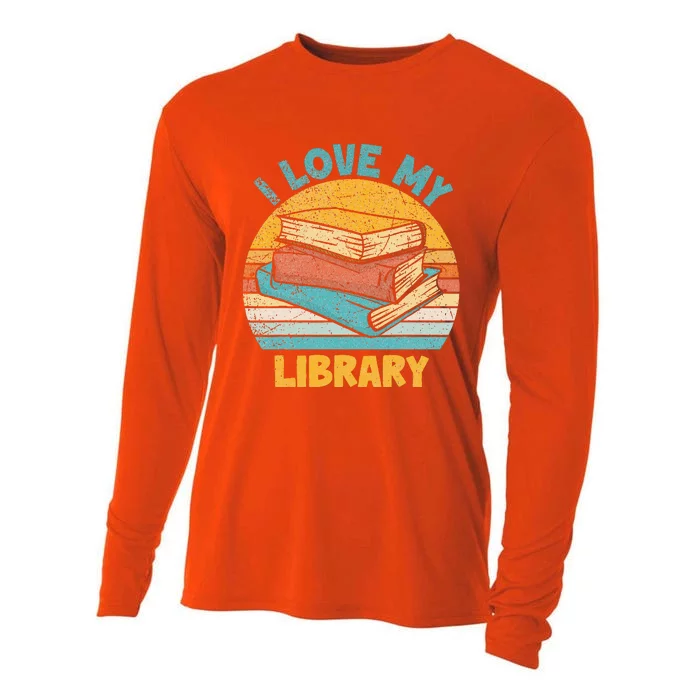 I Love My Library Sunset For Book Lovers Readers Librarian Cooling Performance Long Sleeve Crew