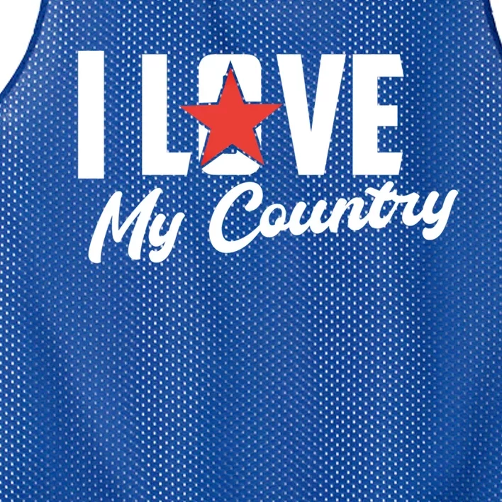 I Love My Country Awesome Freedom 4th Of July Bbq Party Gift Mesh Reversible Basketball Jersey Tank