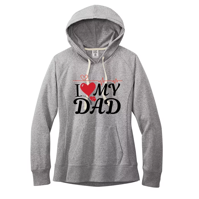 I Love My Dad I Heart Hot Dads 2023 And Moms Adorable Cute Gift Women's Fleece Hoodie