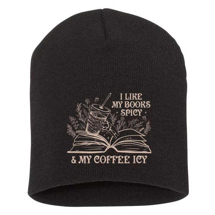 I Like My Books Spicy And My Coffee Icy Book Library Reading Short Acrylic Beanie