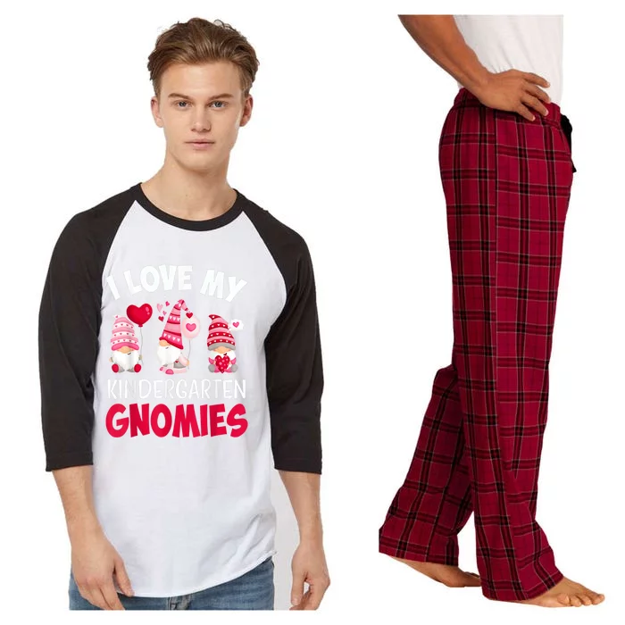 I Love My Kindergarten Gnomies Cute Valentines Day Teacher Raglan Sleeve Pajama Set