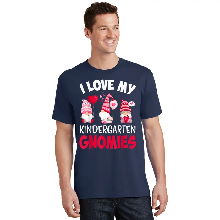 I Love My Kindergarten Gnomies Cute Valentines Day Teacher T-Shirt