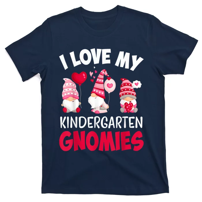 I Love My Kindergarten Gnomies Cute Valentines Day Teacher T-Shirt