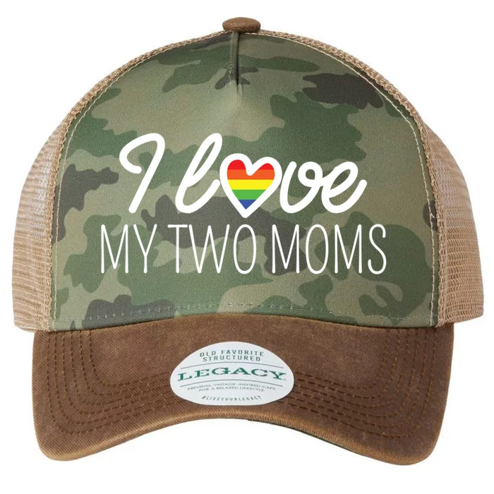 I Love My Two Moms Rainbow Family Lgbt Support Lesbian Gift Funny Gift Legacy Tie Dye Trucker Hat