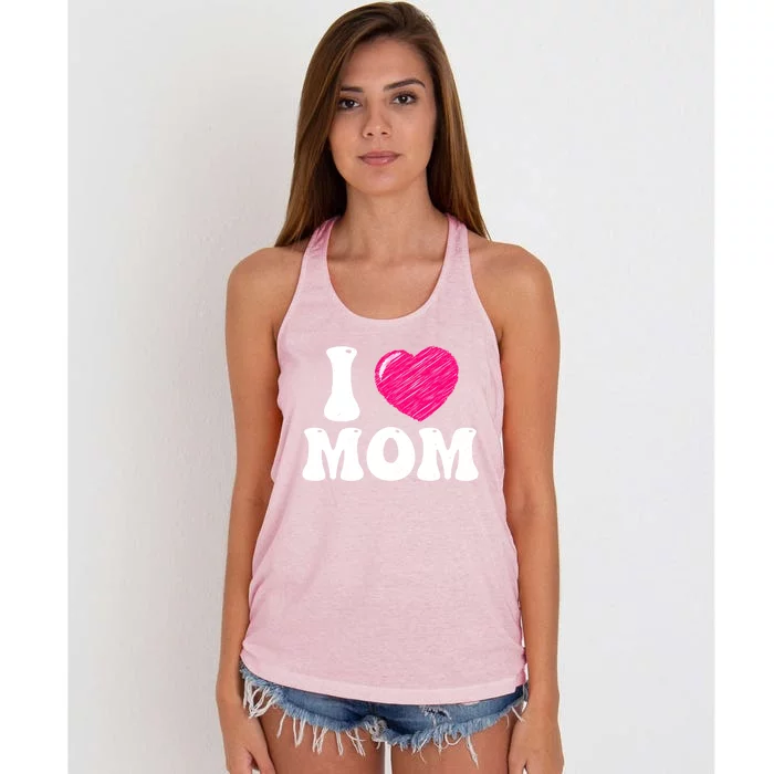 I Love My Mom Valentine's Day Mother's Day For Mother Mommy Gift Women's Knotted Racerback Tank