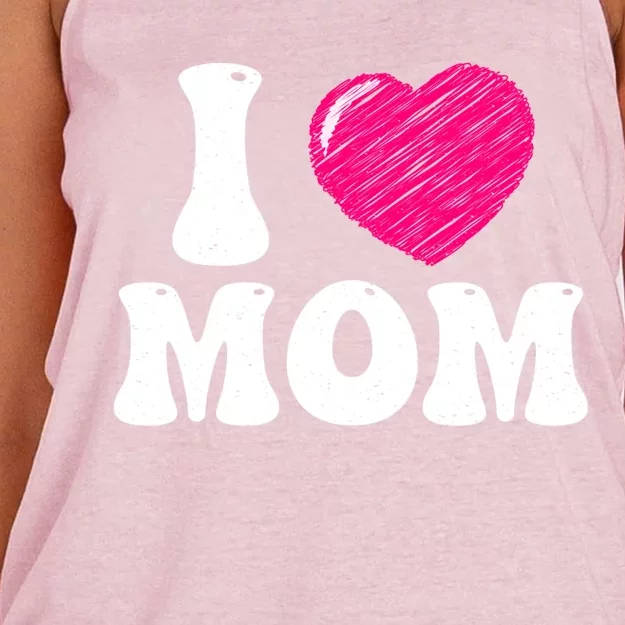 I Love My Mom Valentine's Day Mother's Day For Mother Mommy Gift Women's Knotted Racerback Tank