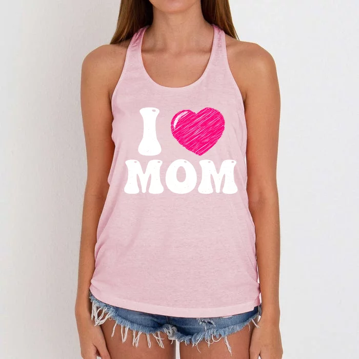 I Love My Mom Valentine's Day Mother's Day For Mother Mommy Gift Women's Knotted Racerback Tank