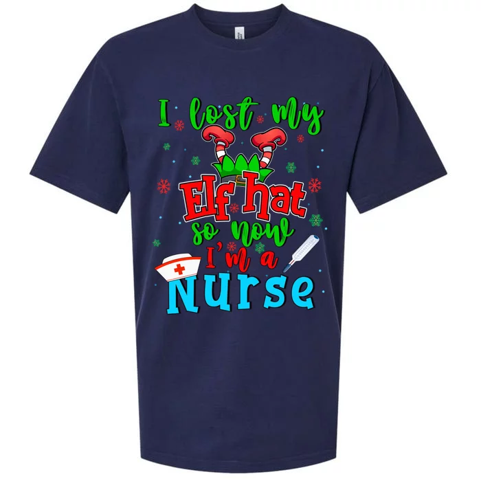 I Lost My Elf Hat So Now Im A Nurse Funny Christmas Elf Funny Gift Sueded Cloud Jersey T-Shirt