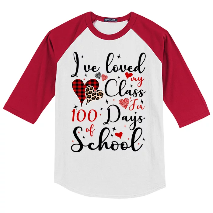 I've Loved My Class For 100 Days Of School Valentine Hearts Kids Colorblock Raglan Jersey