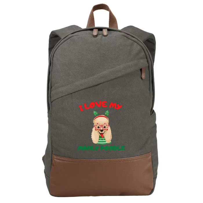 I Love My Manly Poodle Funny Christmas Cotton Canvas Backpack