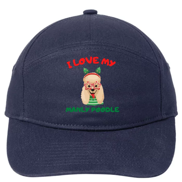 I Love My Manly Poodle Funny Christmas 7-Panel Snapback Hat