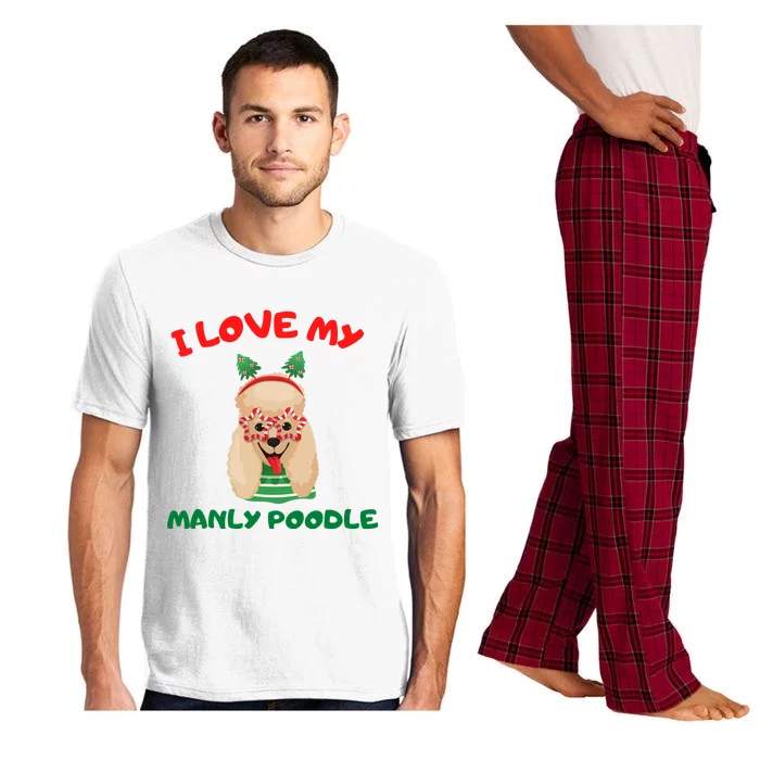 I Love My Manly Poodle Funny Christmas Pajama Set