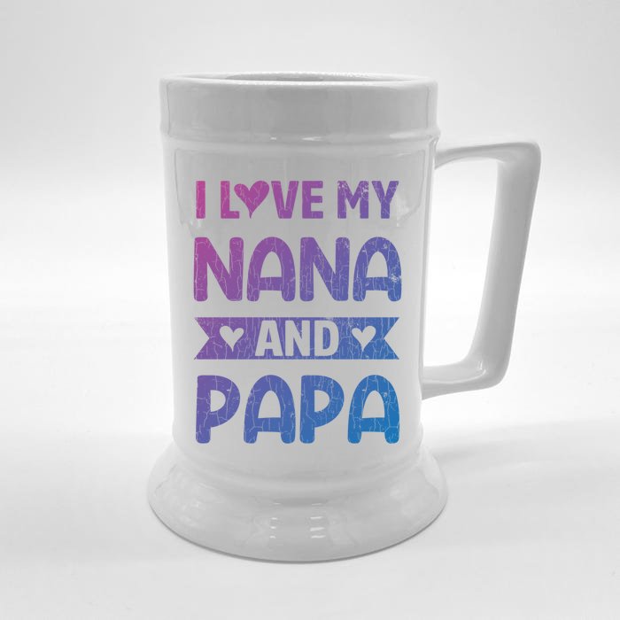 I Love My Nana And Papa Funny Grandparents Graphic Gift Front & Back Beer Stein