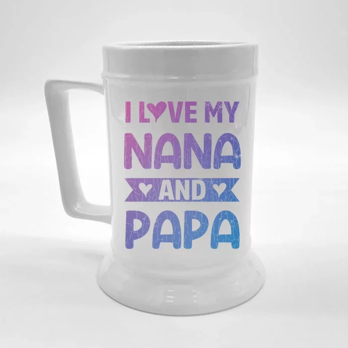 I Love My Nana And Papa Funny Grandparents Graphic Gift Front & Back Beer Stein