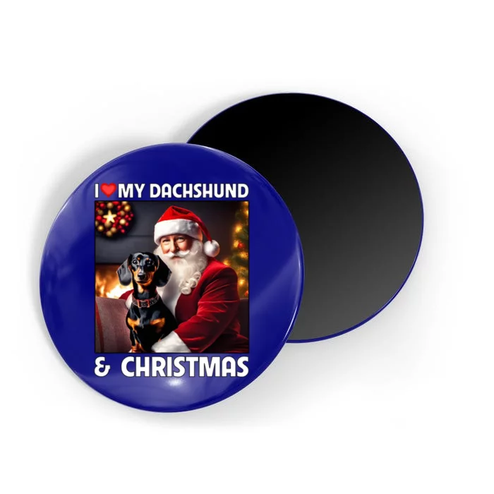 I Love My Dachshund And Christmas Lights Santa Clause Dog Meaningful Gift Magnet