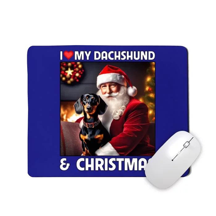 I Love My Dachshund And Christmas Lights Santa Clause Dog Meaningful Gift Mousepad