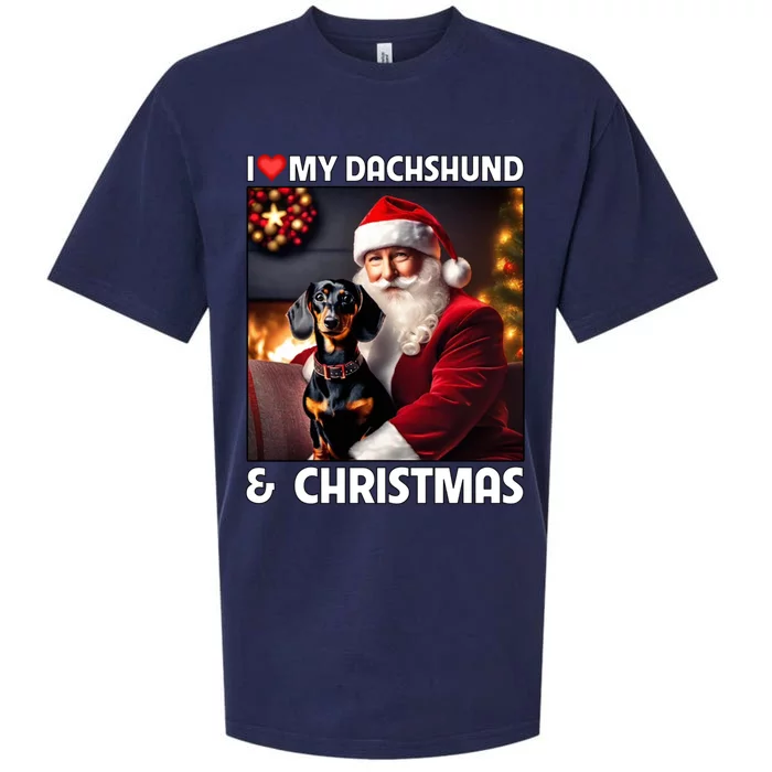 I Love My Dachshund And Christmas Lights Santa Clause Dog Meaningful Gift Sueded Cloud Jersey T-Shirt