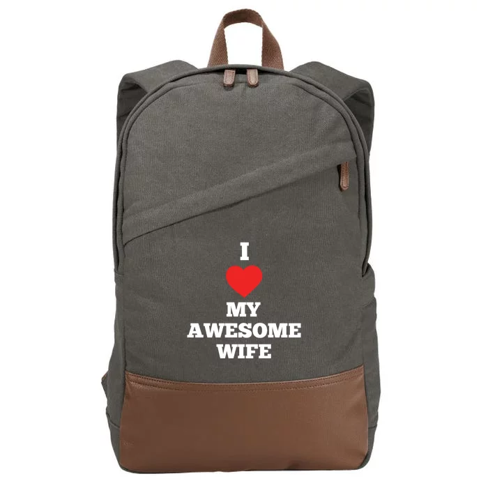 I Love My Awesome Wife Red Heart Valentines Day Anniversary Gift Cotton Canvas Backpack