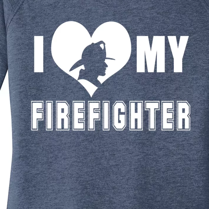 I Love My Firefighter Funny Firefighting Cool Gift Women's Perfect Tri Tunic Long Sleeve Shirt