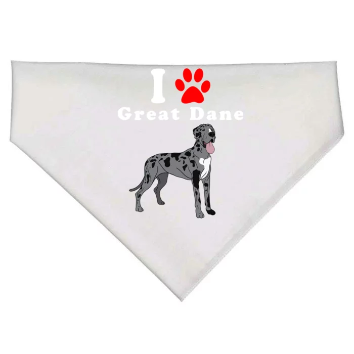 I Love My Great Dane Cute Gift Dog Lover Mom Or Dad Gift USA-Made Doggie Bandana