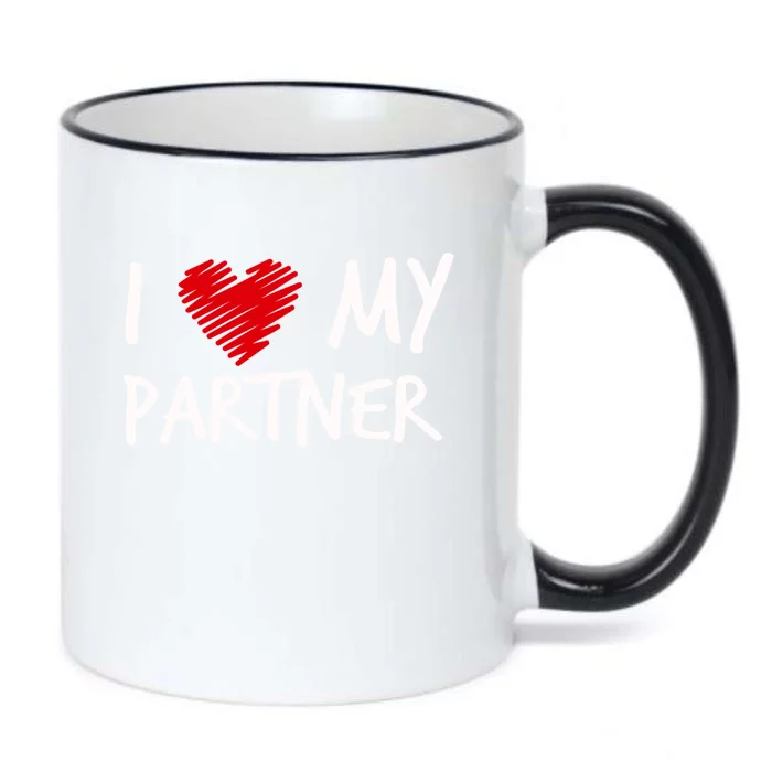 I Love My Partner Valentines Outfit Matching Wife Family Cute Gift Black Color Changing Mug