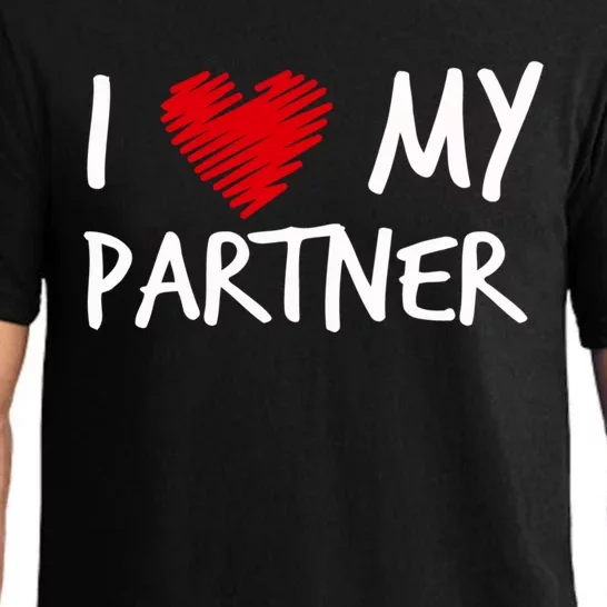 I Love My Partner Valentines Outfit Matching Wife Family Cute Gift Pajama Set