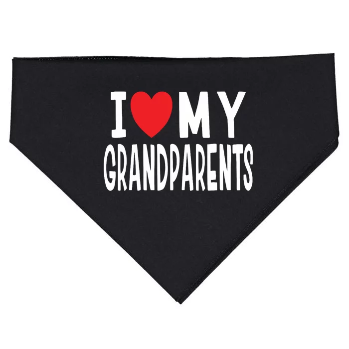 I Love My Grandparents Family Celebration Of Grandma Grandpa USA-Made Doggie Bandana