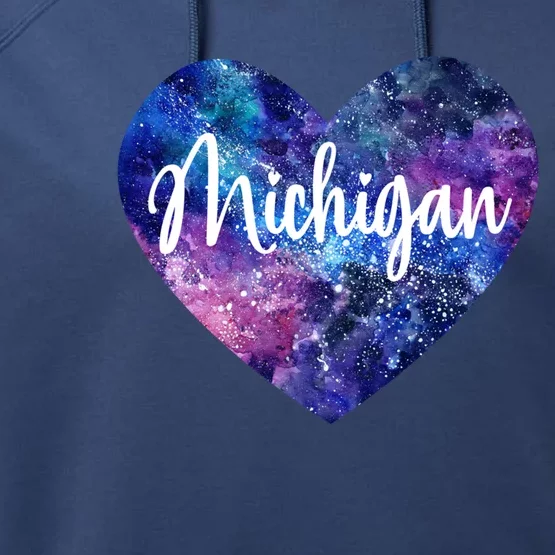 I Love Michigan Usa Cute Gift Performance Fleece Hoodie