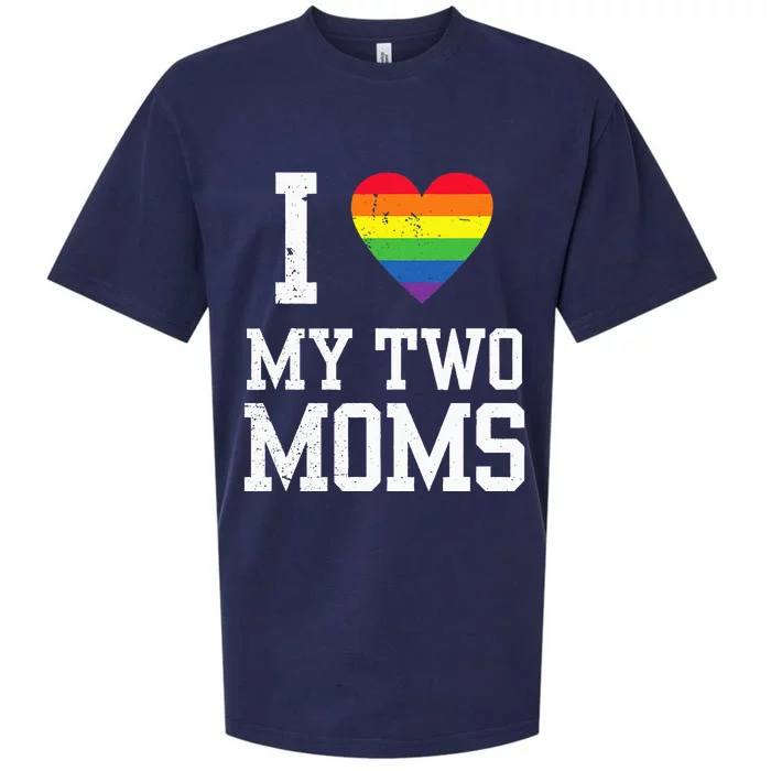 I Love My Two Moms Lesbian Mom LGBT Community Pride Month Sueded Cloud Jersey T-Shirt