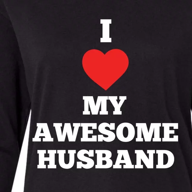 I Love My Awesome Husband Heart Valentines Day Anniversary Gift Womens Cotton Relaxed Long Sleeve T-Shirt