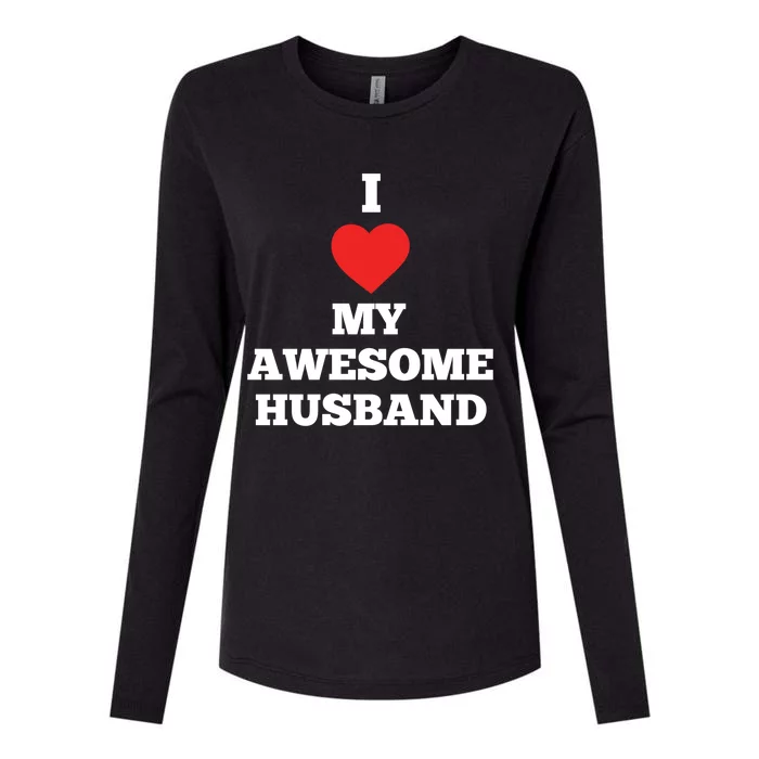 I Love My Awesome Husband Heart Valentines Day Anniversary Gift Womens Cotton Relaxed Long Sleeve T-Shirt