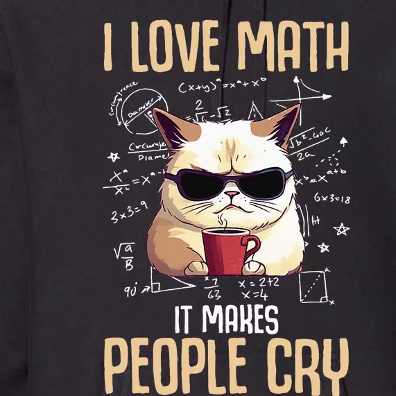 I Love Math It Makes People Cry Math Math Teacher Cat Premium Hoodie