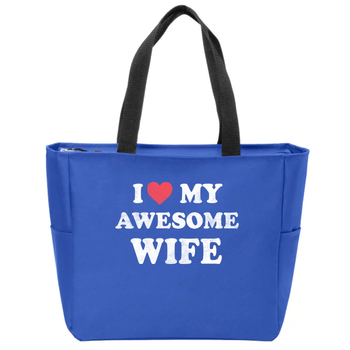 I Love My Awesome Wife Retro Happy Valentines Day Cute Gift Zip Tote Bag