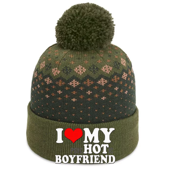 I Love My Psychotic Boyfriend Funny I heart my Hot Boyfriend The Baniff Cuffed Pom Beanie