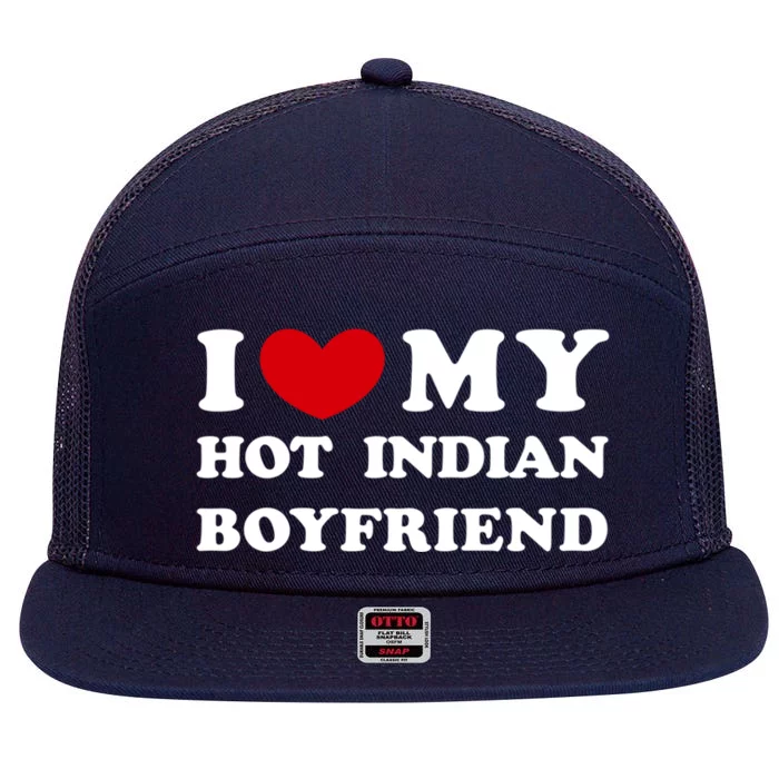 I Love My Hot Indian Friend Gift 7 Panel Mesh Trucker Snapback Hat