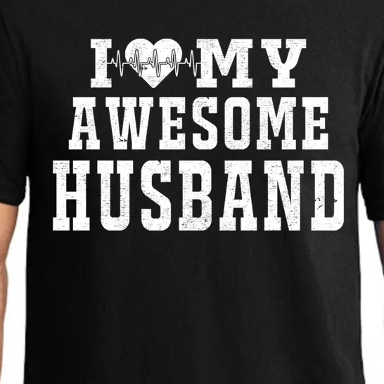 I Love My Awesome Husband Heartbeat Father's Day Husband Gift Pajama Set