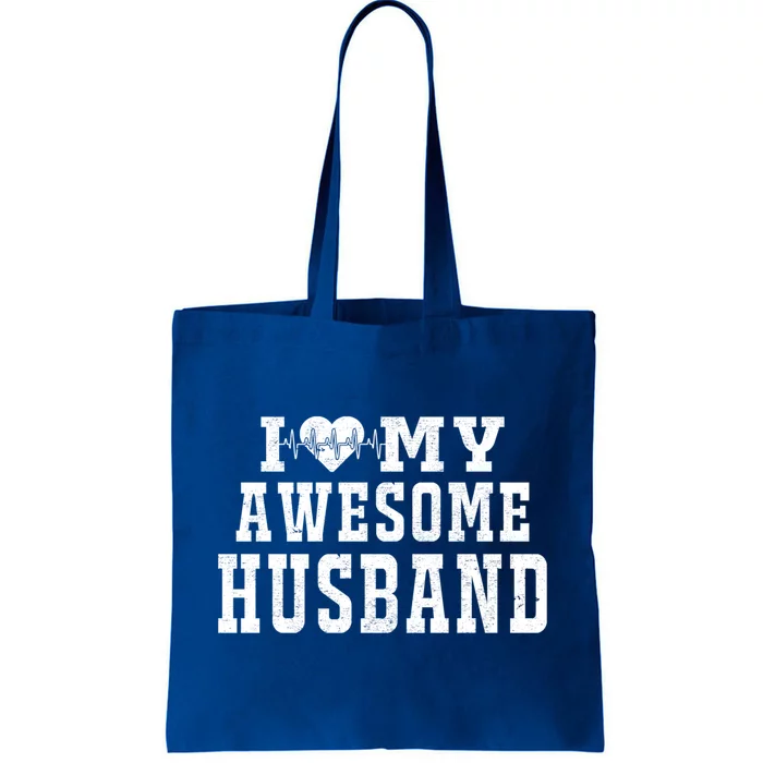 I Love My Awesome Husband Heartbeat Father's Day Husband Gift Tote Bag