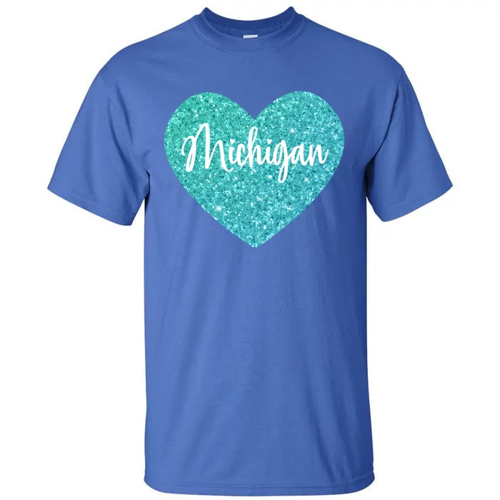 I Love Michigan Usa Heart Gift Tall T-Shirt