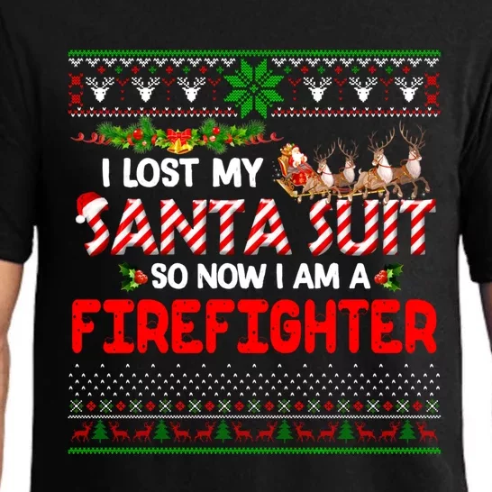 I Lost My Santa Suit So I'm A Firefighter Ugly Xmas Sweater Funny Gift Pajama Set